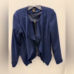 IMAN Global Chic Full Zip Jacket Womens Size XS Blue